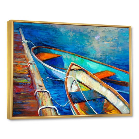 Designart - Boats and Pier in Blue Shade